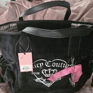 Juicy Couture Black Tote with Pink Ribbon Charm